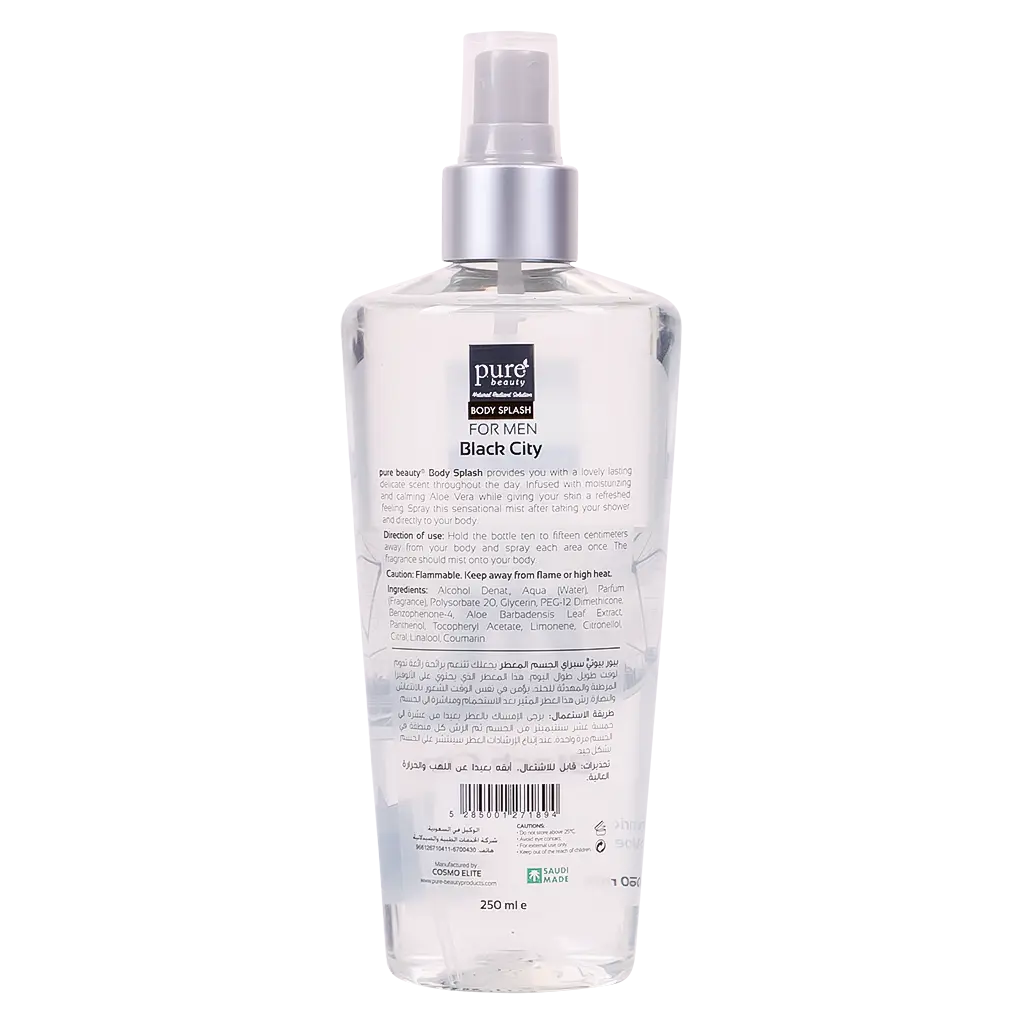 Pure Beauty Men Body Splash Black City 250ml - view 3