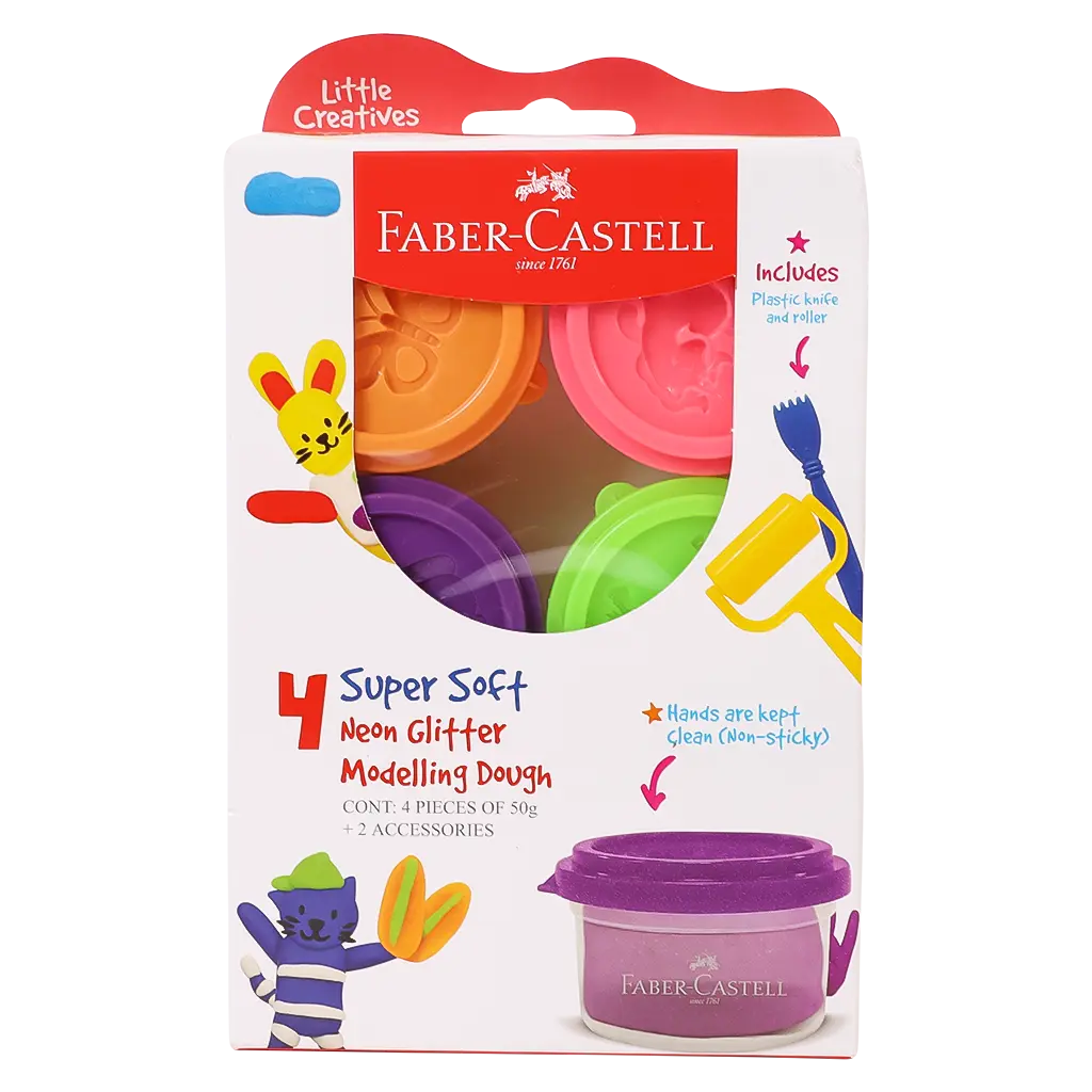 Faber Castell Modeling Dough Glitter 4 Colors 50 gm - view 2