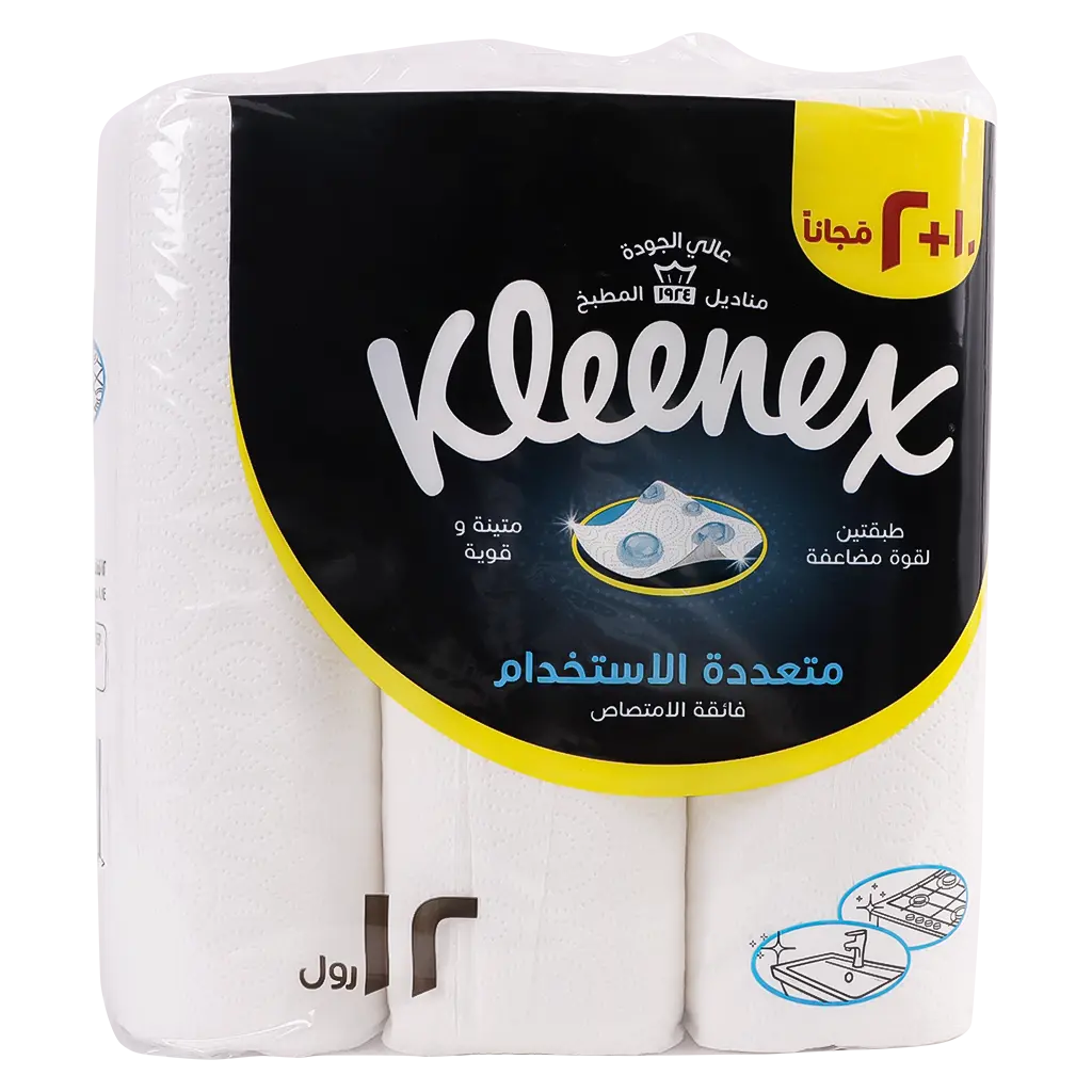 Kleenex Multi Purpose Kitchen Tissue Paper Towel, 2 PLY, 12 Rolls x 40 Sheets, Absorbent Towels for all Surfaces - view 2