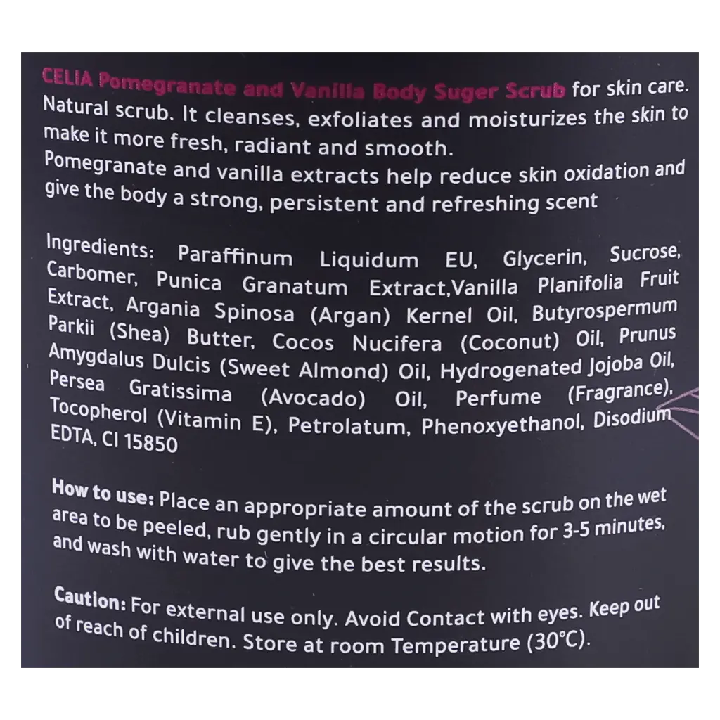 Celia Pomegranate & Vanilia Body Oil Sugar Scrub 600 gm - view 4