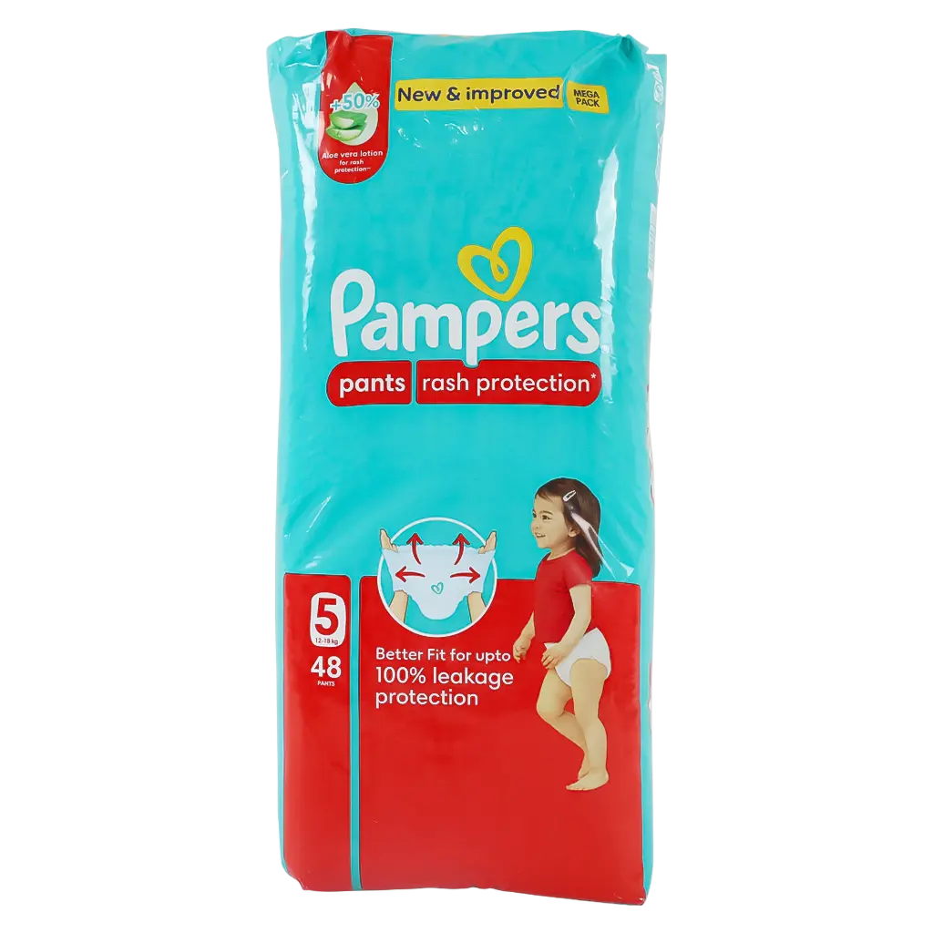 Pampers Rash Protection Pants Diapers Size 5 Aloe Vera Lotion 48 Pants  - view 4
