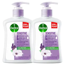 Dettol Sensitive Anti-Bacterial Liquid Hand Wash Lavender & White 2 pcs 200 ml