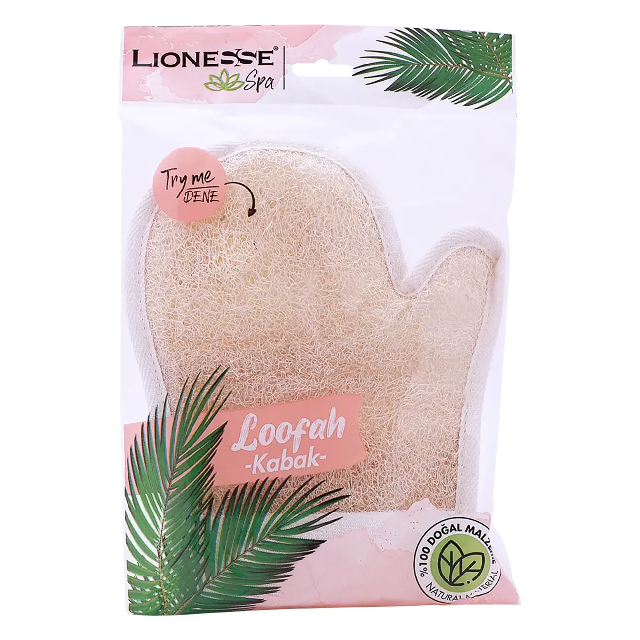 Lionesse Loofah Natural Gloves With Rubber  - view 1