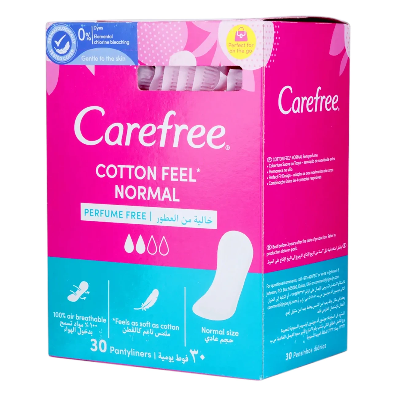 Carefree Pantyliners Unscented Cotton Feel 30 pads
