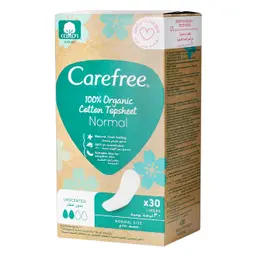 Carefree Pantyliners Organic Cotton Topsheet Normal 30 Pads