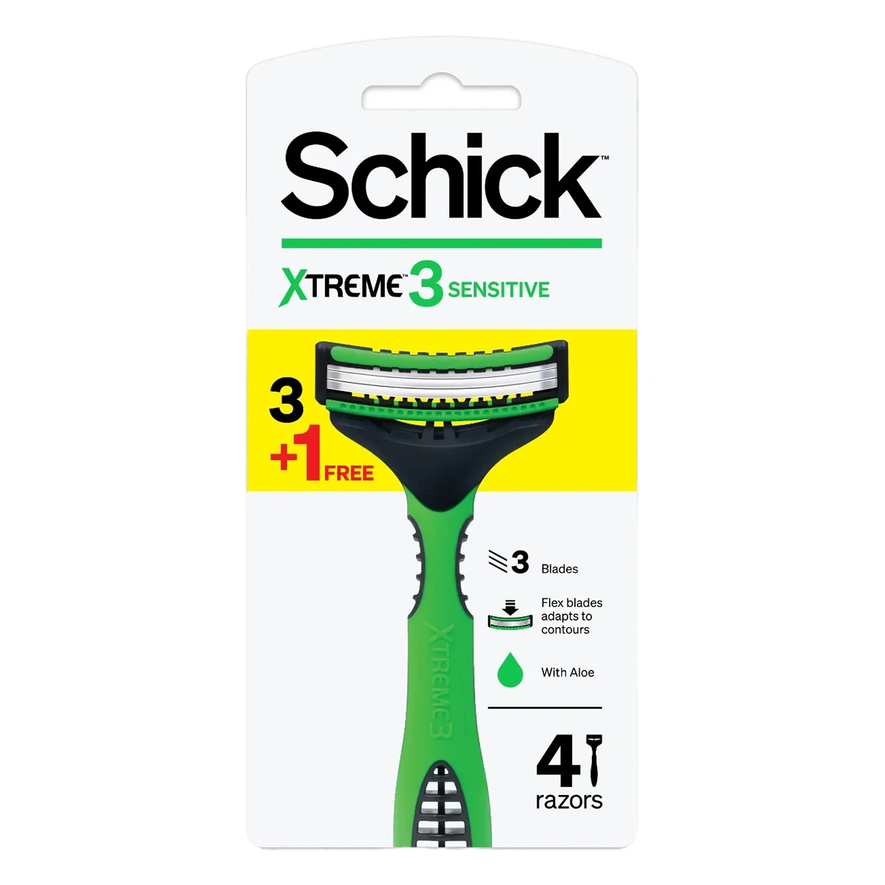 Schick Xtreme 3 Razor Sensitive Skin for Man 3 pcs 1 Free