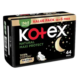 Kotex Natural Maxi Protect Thick Pads Sanitary Pads with Wings 44 Sanitary Pads