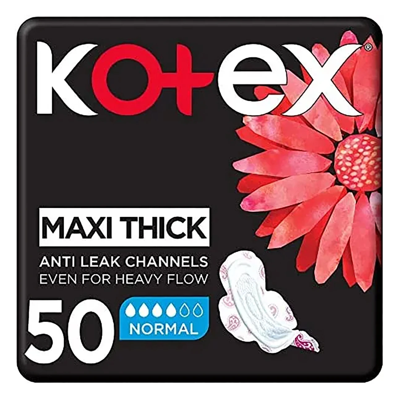 Kotex Pads Cotton Maxi Normal Wings 50 Pads