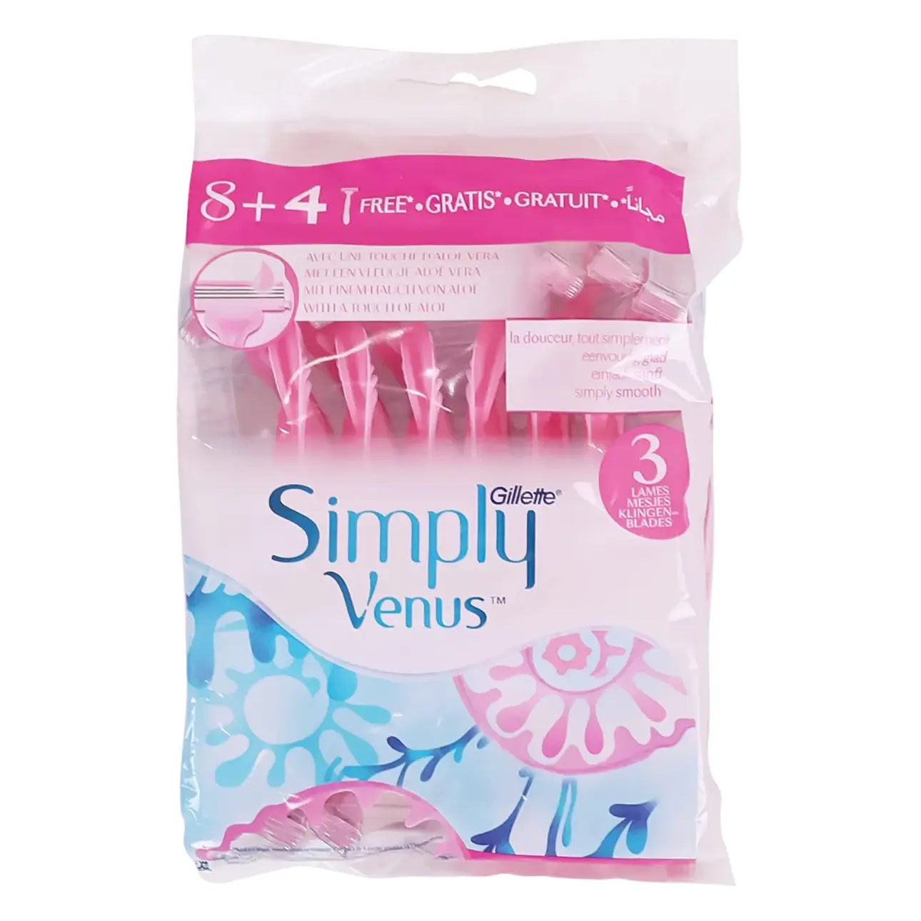 Gillette Simply Venus Shaver 3 Blade Razor For Women 8 + 4 Free - view 1