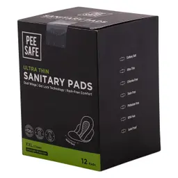 PeeSafe Ultra Thin Sanitary Pads with Wings Overnight Protection Extra Long Size XXL 12 Pads