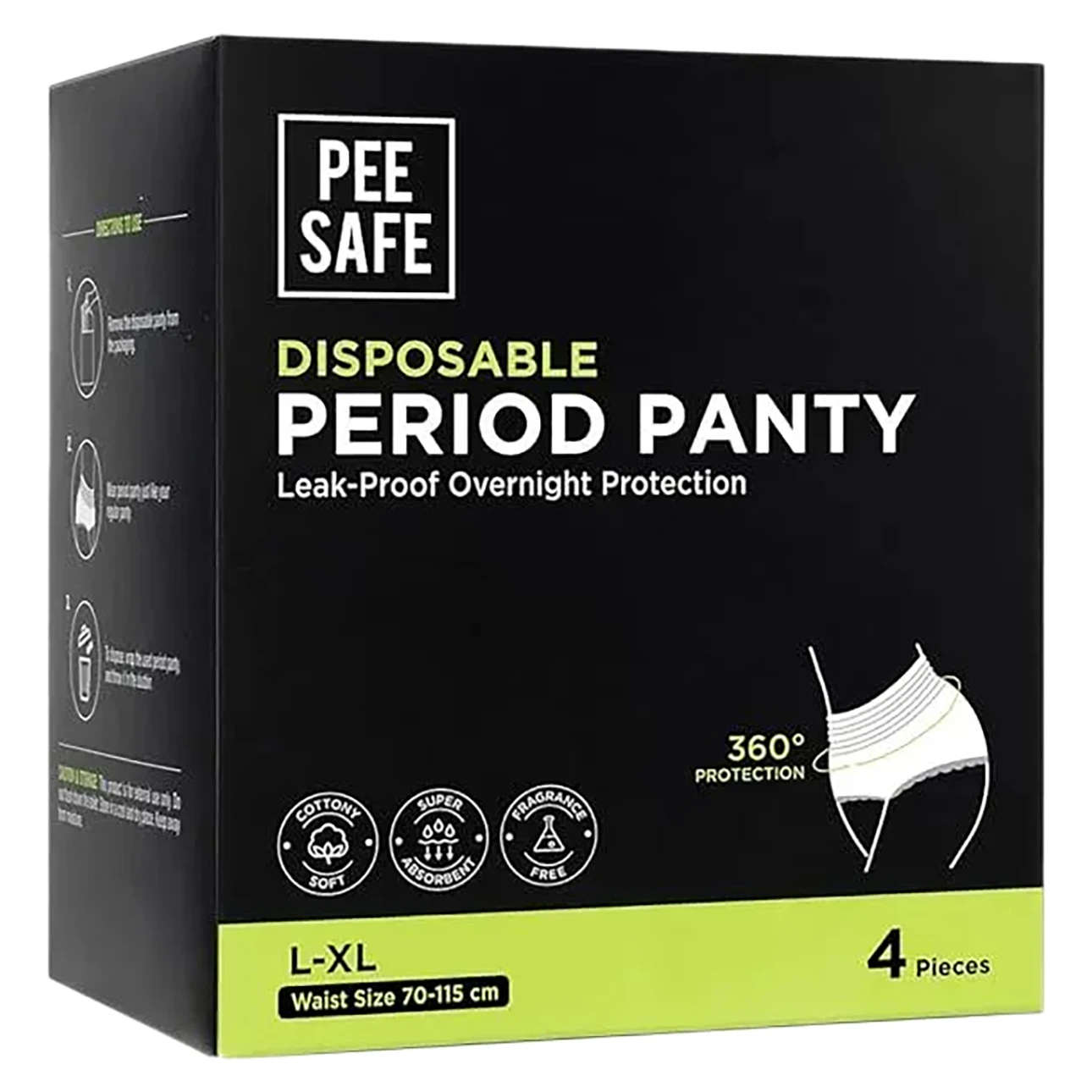 PeeSafe Disposable Period Panties L-XL size 4 Panties 