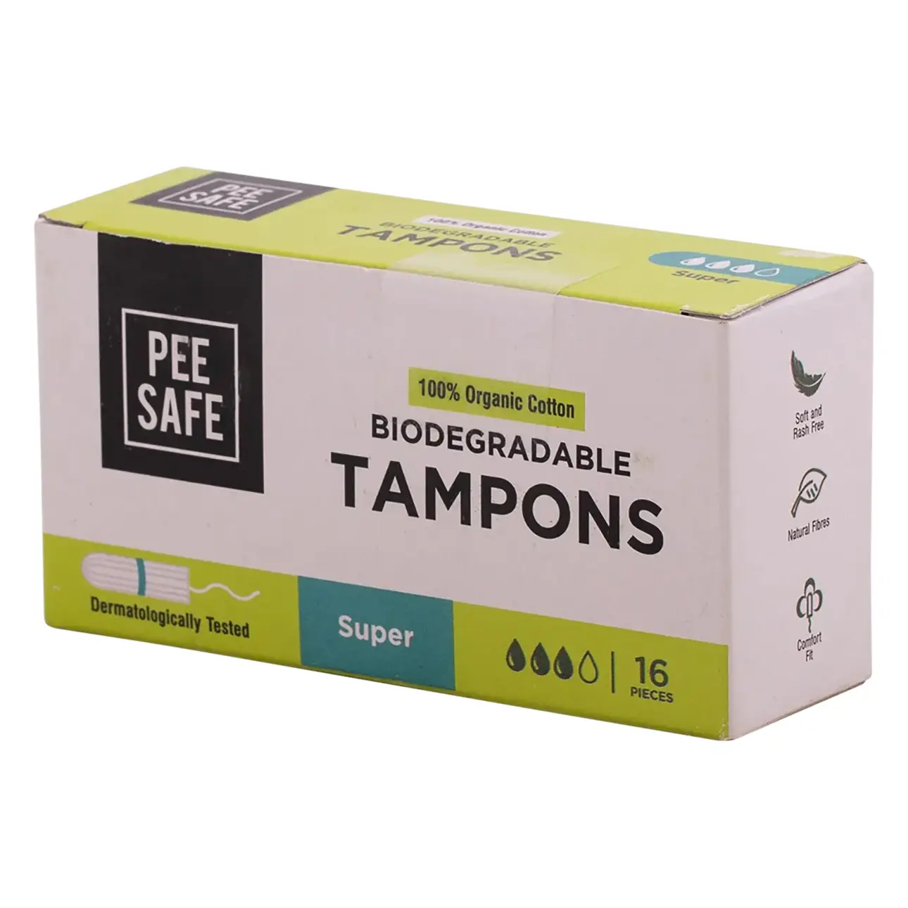 PeeSafe 100% Organic Cotton Tampons Super Size 16 Tampons - view 1