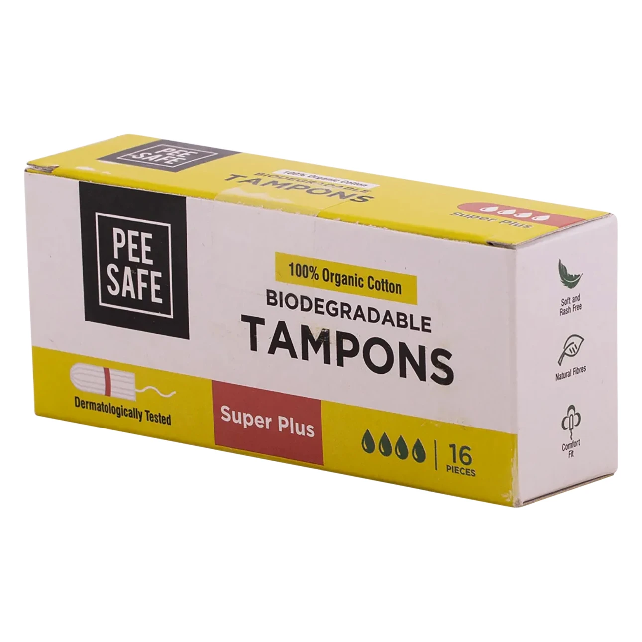 PeeSafe 100% Organic Cotton Tampons Super Plus Size 16 Tampons