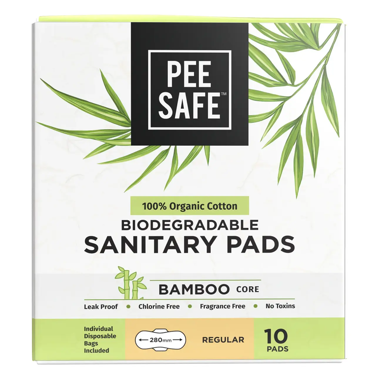 PeeSafe 100% Organic Cotton Sanitary Pads & Bamboo Core Regular 10 Pads - view 2