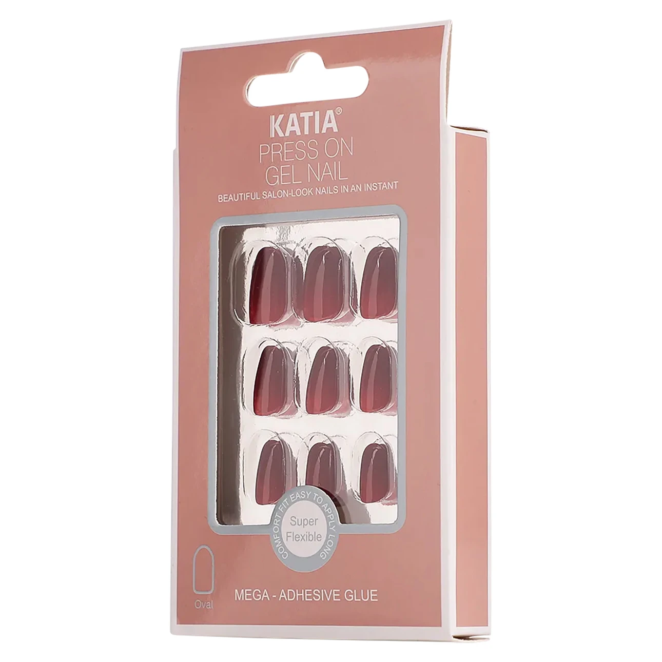 Katia Gorgeous Press On Nails Shine Dark Red 22