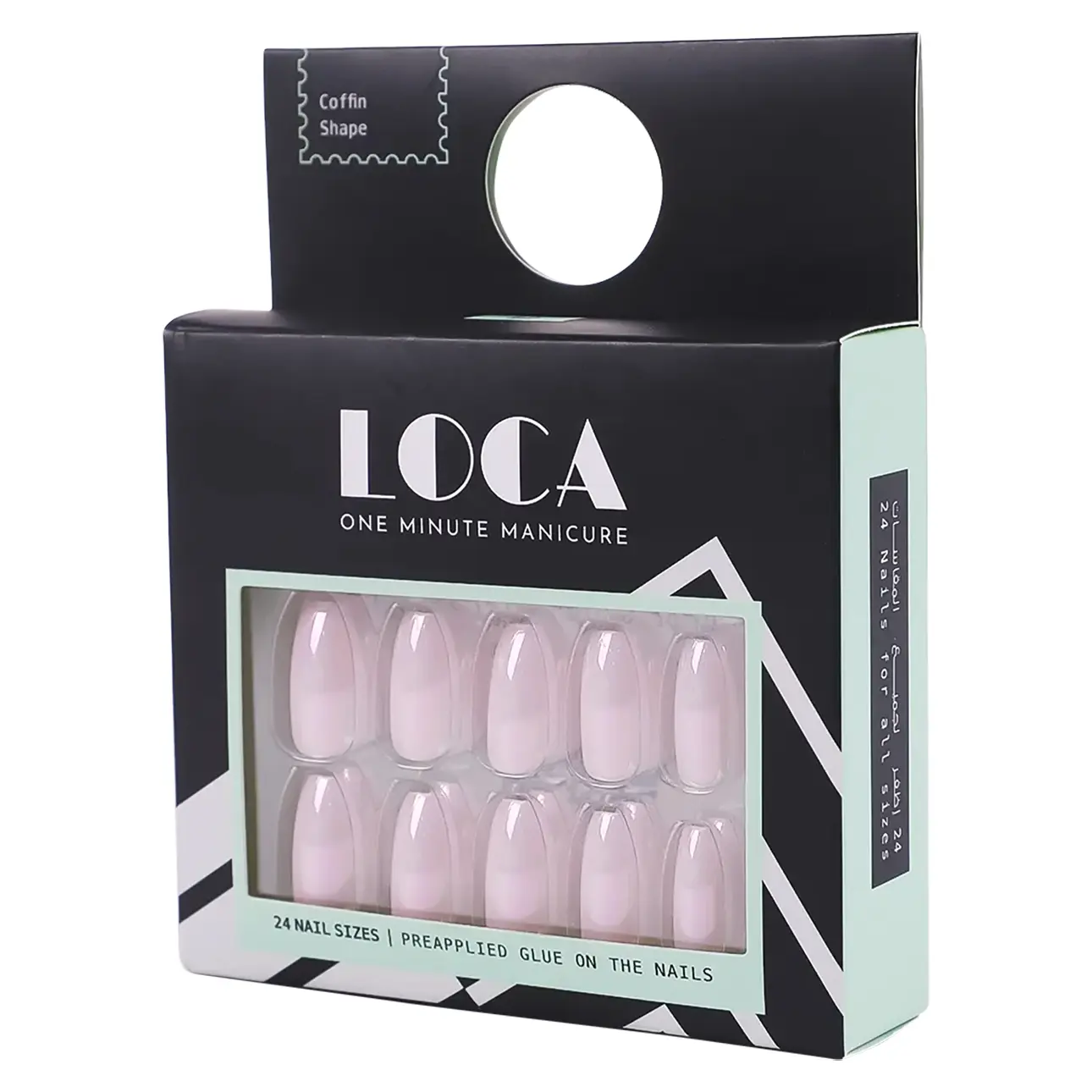 Loca Press On Nails Pink Chrome Coffin Shape - view 2
