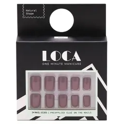 Loca press on nails deep red natural shape