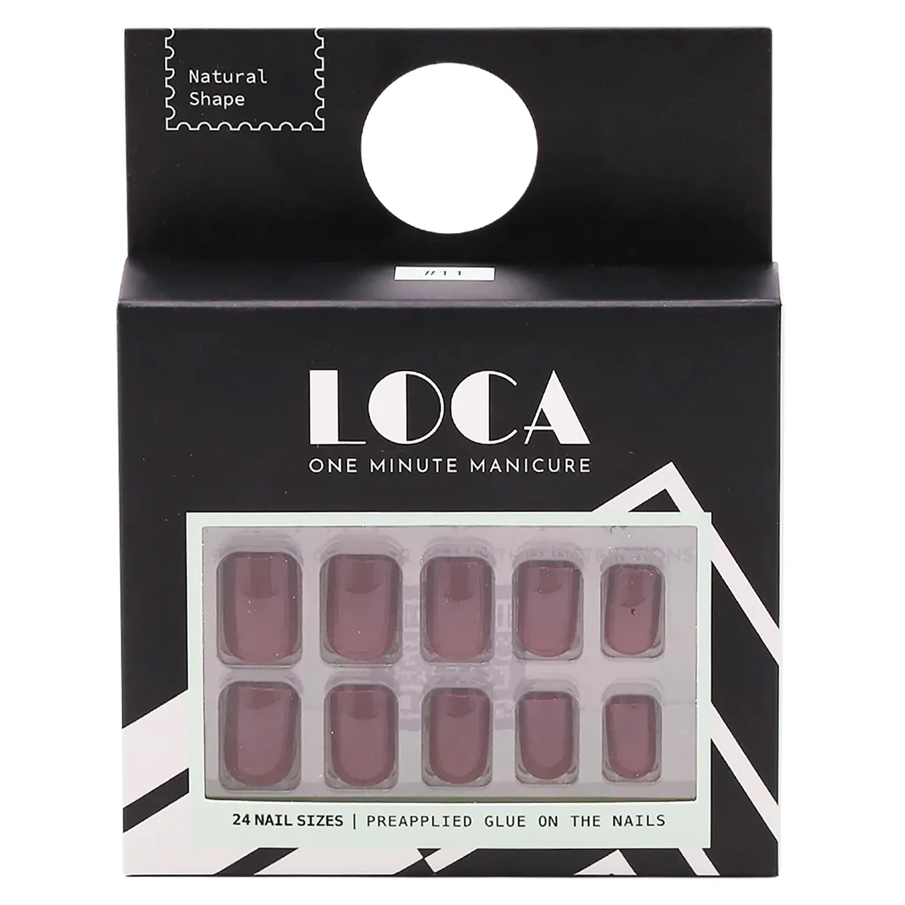 Loca press on nails deep red natural shape