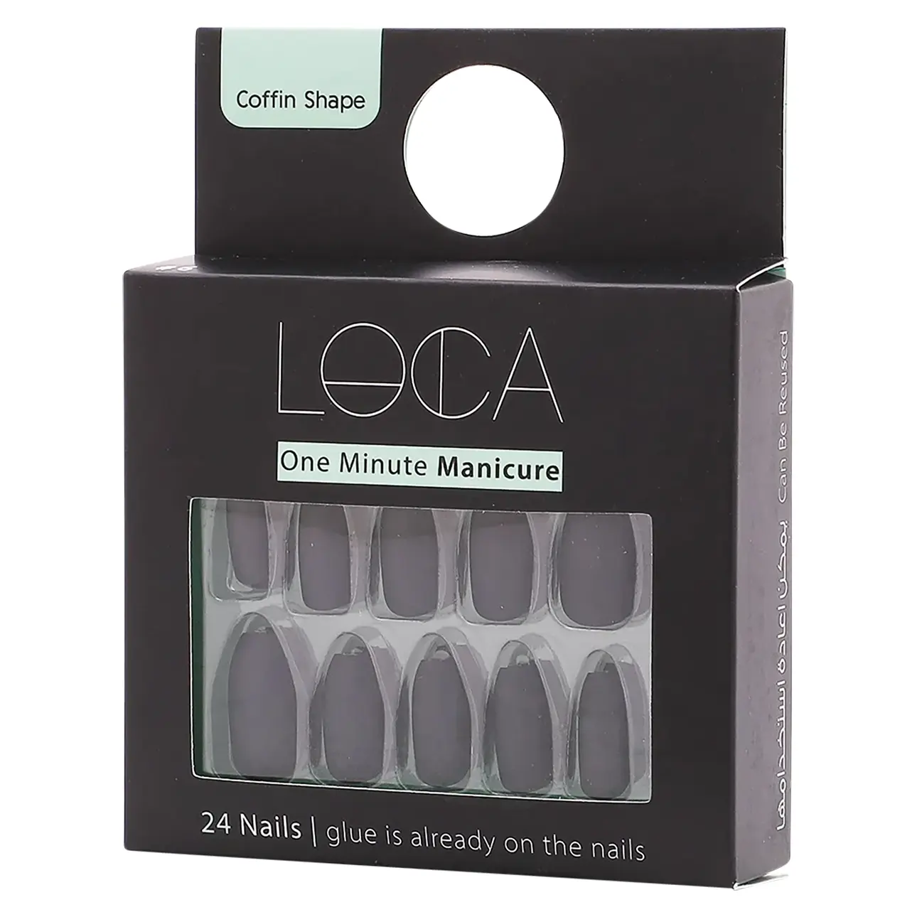 Loca Nails Black Matte Coffin Shape 6 - view 2