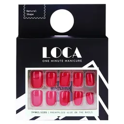 Loca Press On Nails Red Natural Shape