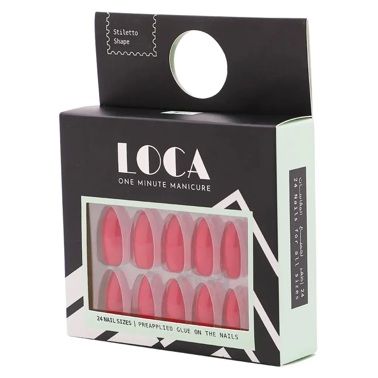 Loca Press On Nails Red Stiletto Shape  - view 2