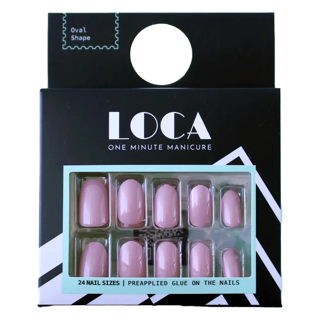 loca press on nails pink nude oval shape - view 1