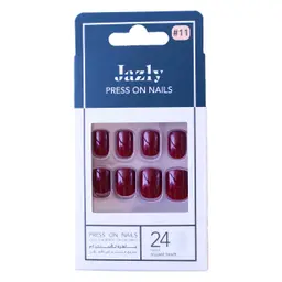 Jazly Press on Nails Burgundy Square