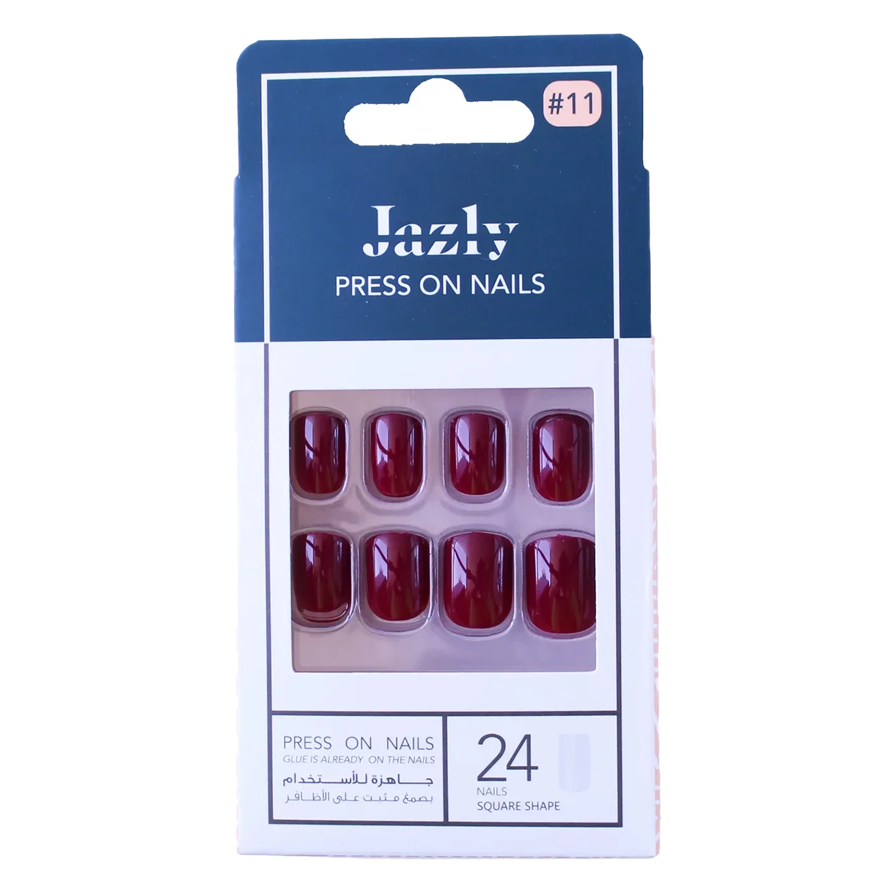 Jazly Press on Nails Burgundy Square