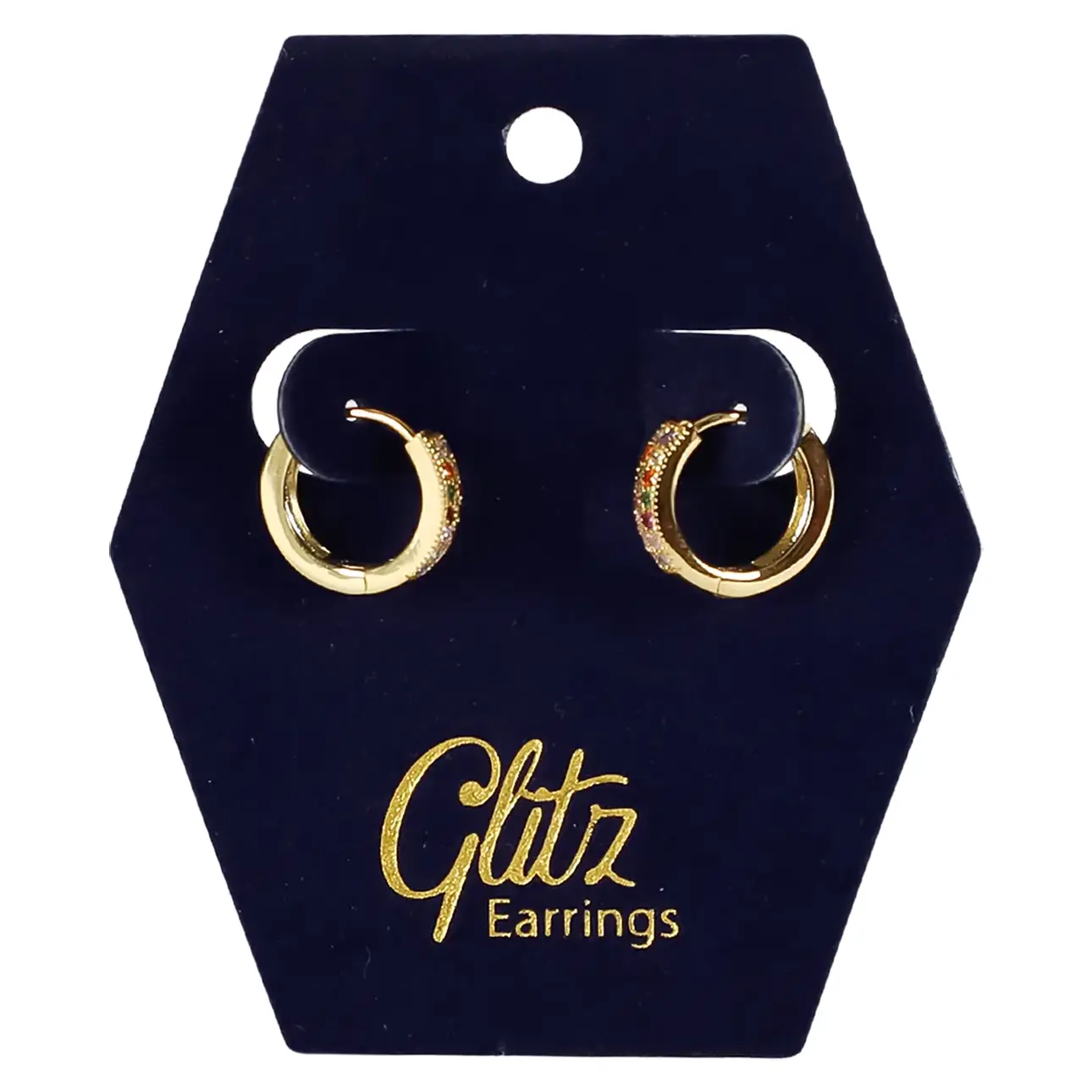 Glitz Max Color Circle Gold Plated Earrings 18K - view 2