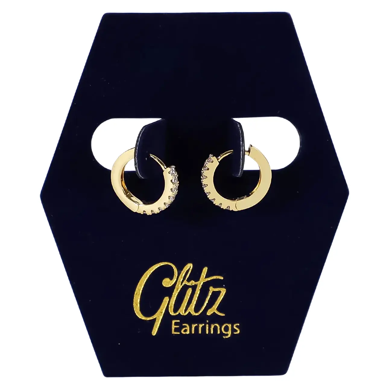 Glitz Diamond Circle Gold Plated Earrings 18K - view 1