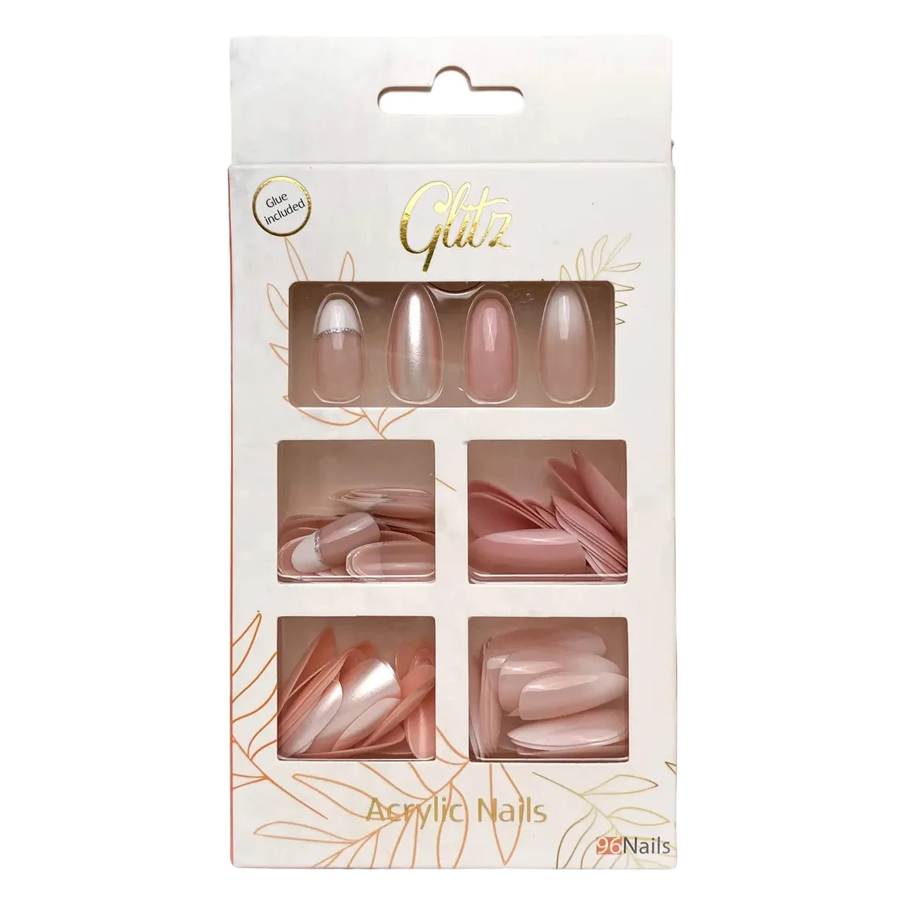 Glitz Acrylic Nails, 4 Colors, Ombre, Different Shapes & Liqud Glue