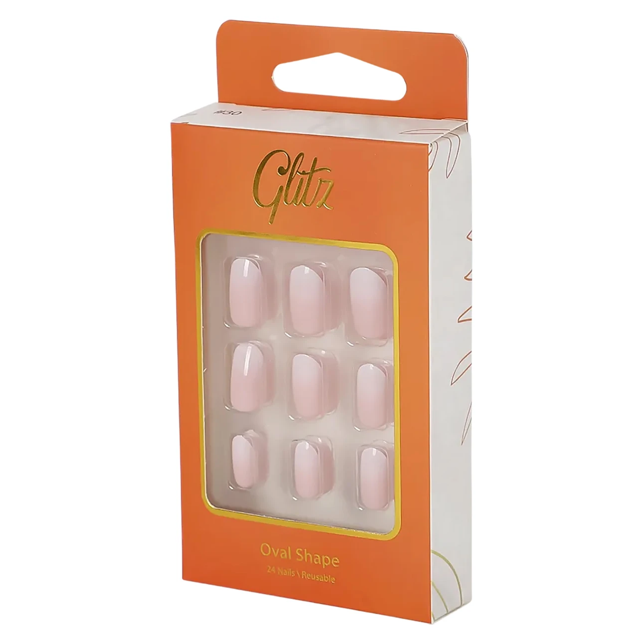Glitz Press On Nails Oval Pink 30