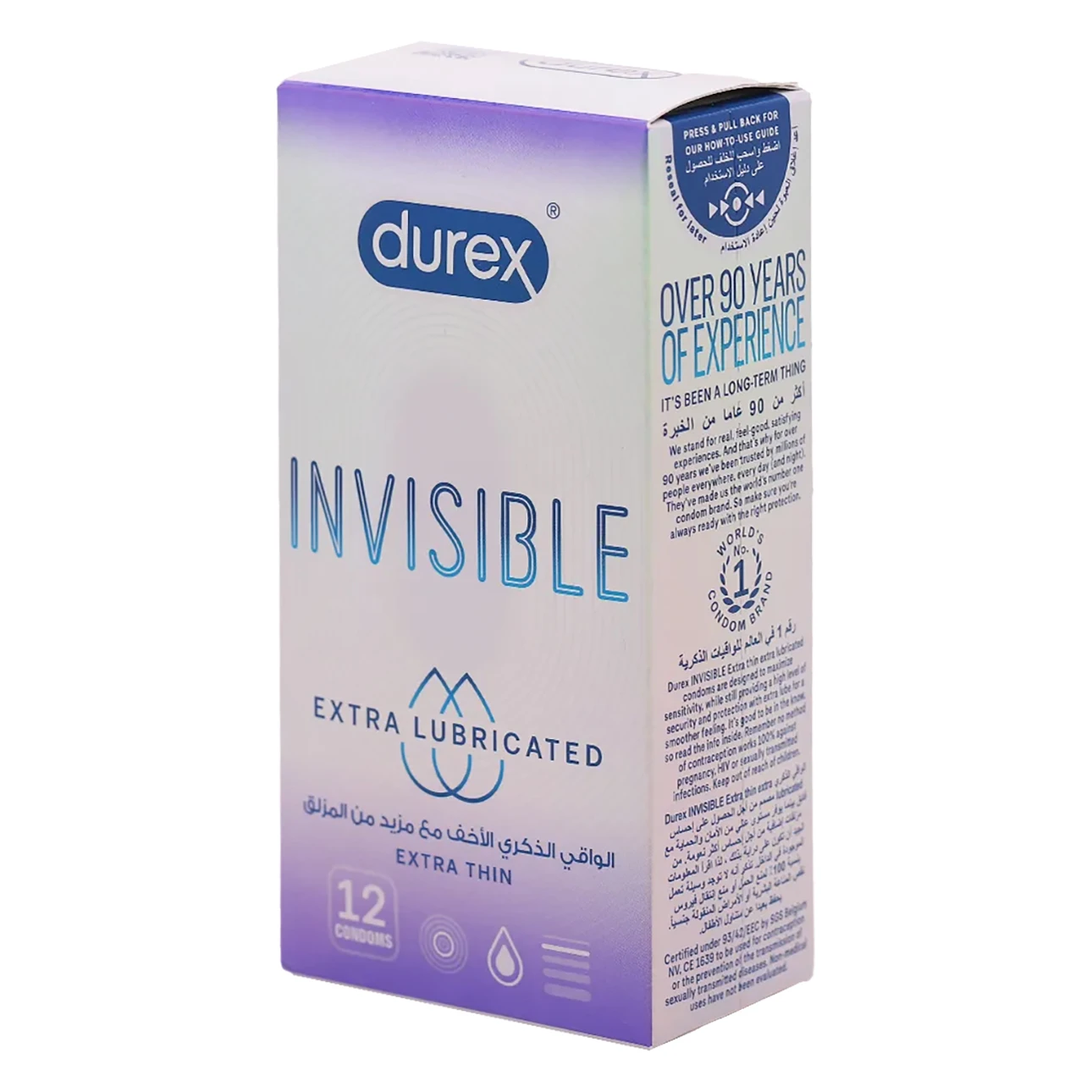 Durex Condoms Invisible Extra Lubricated 12 pcs