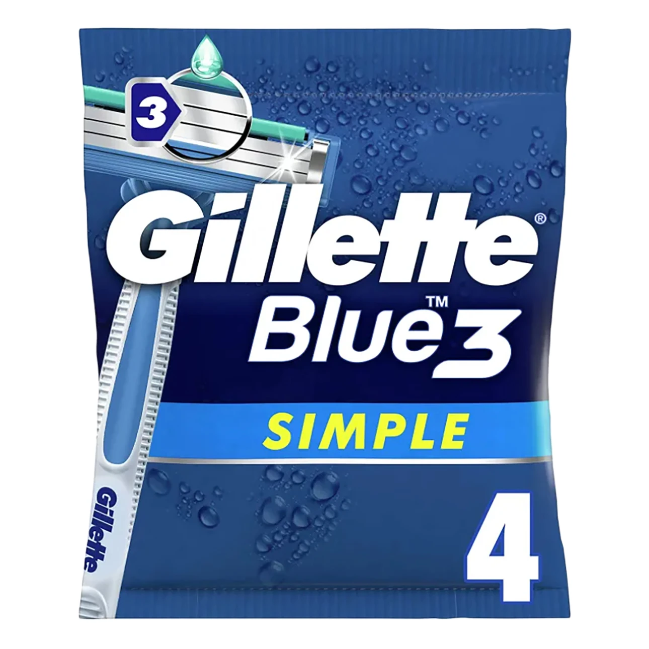 Gillette Blue 3 Blade Razor 4 Pcs