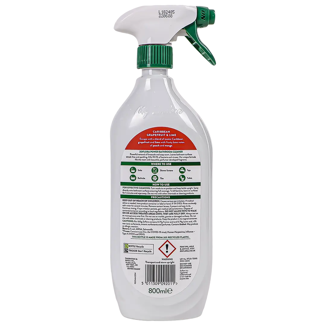 Zoflora Spray Multipurpose cleaner Disinfectant Caribbean Grapefruit and Lime Power 800 ml - view 2