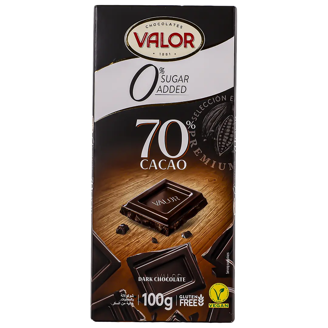 Valor 70% Dark Chocolate No Suger Add Gluteen Free 100 gm - view 1