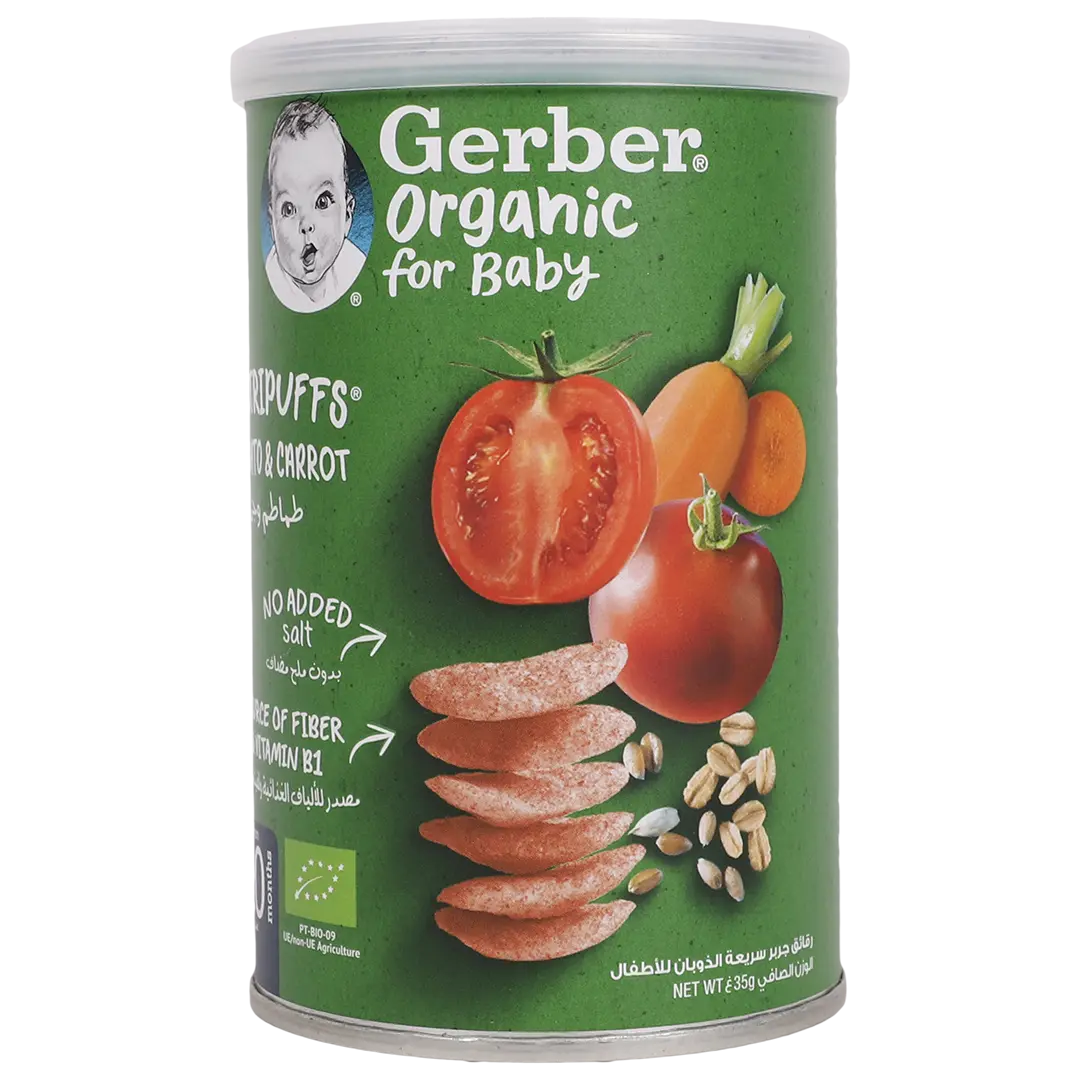 Gerber Organic Nutripuffs Tomato & Carrot For Babies Above 10 Months 35 gm - view 1