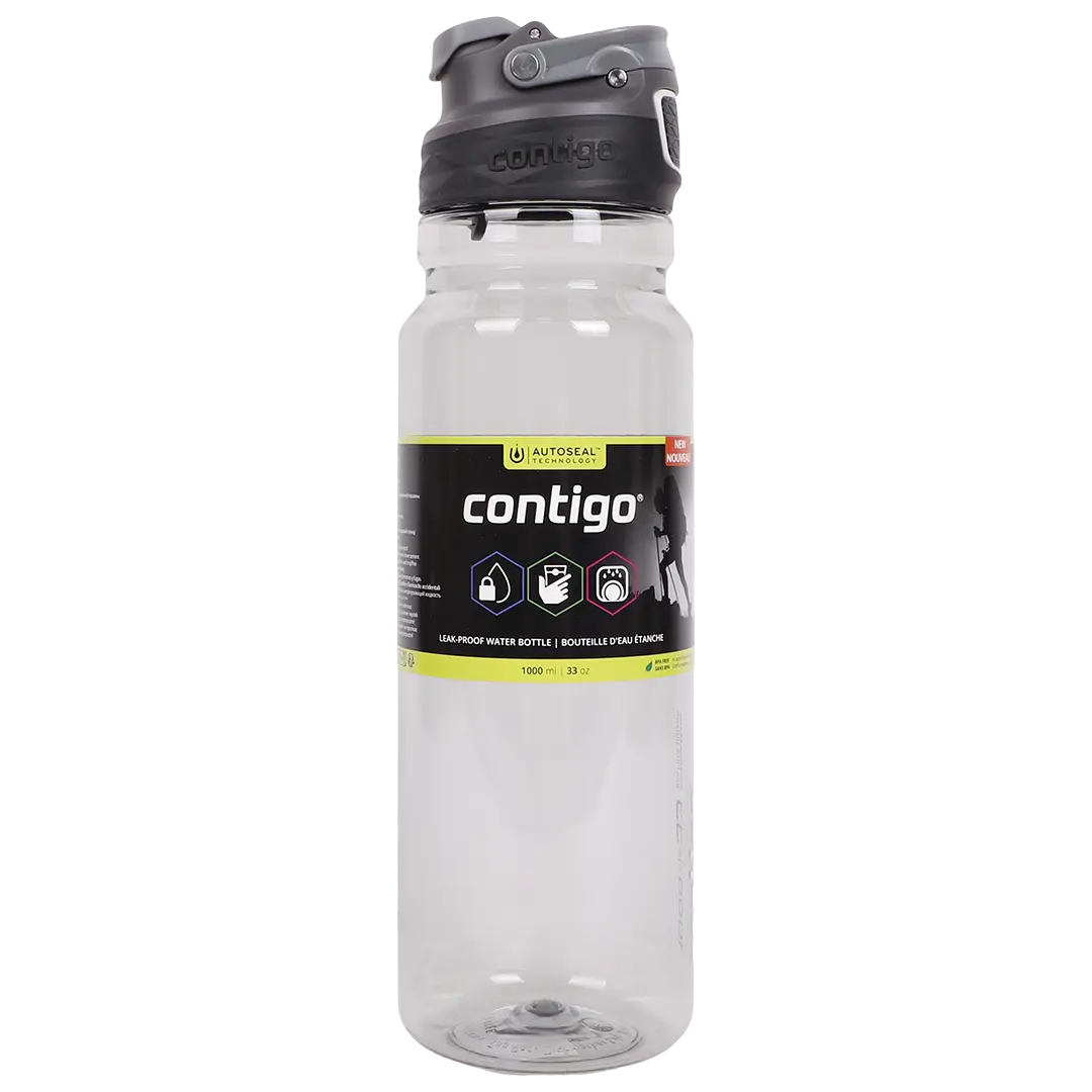 Contigo Transparent Plastic Water Bottle 1 L Gray - view 1