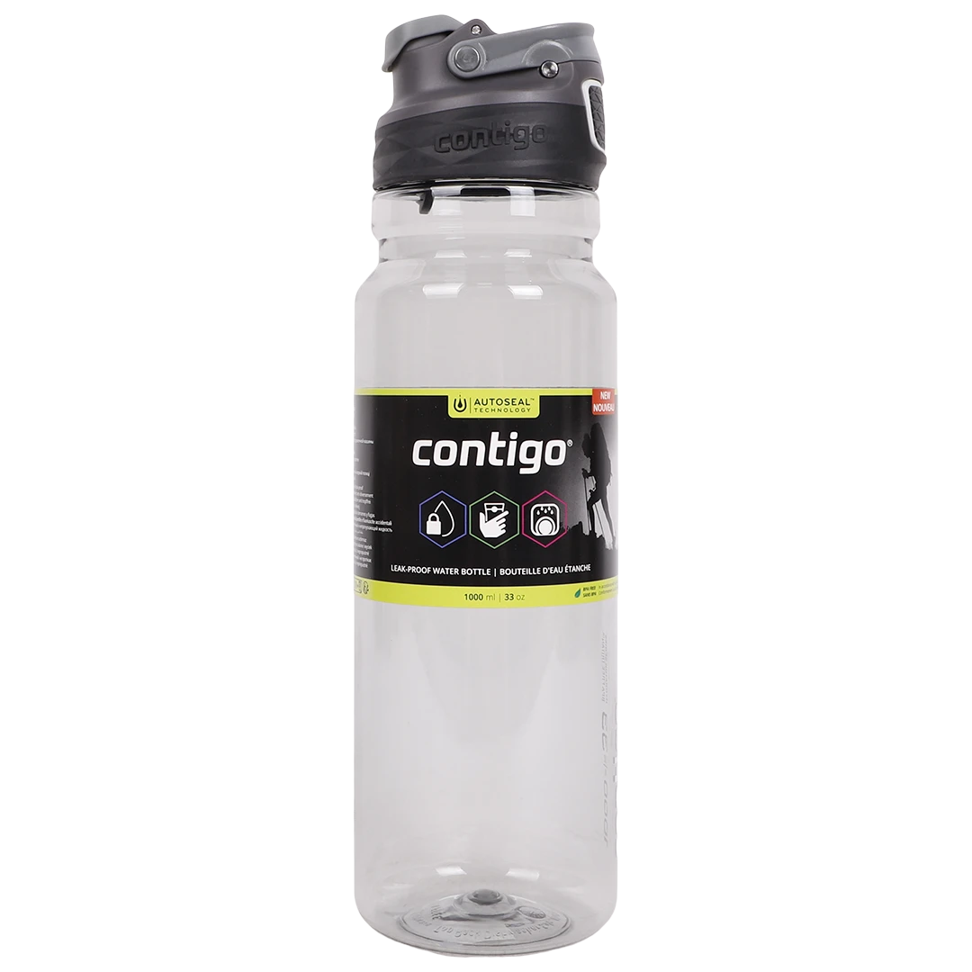 Contigo Transparent Plastic Water Bottle 1 L Gray