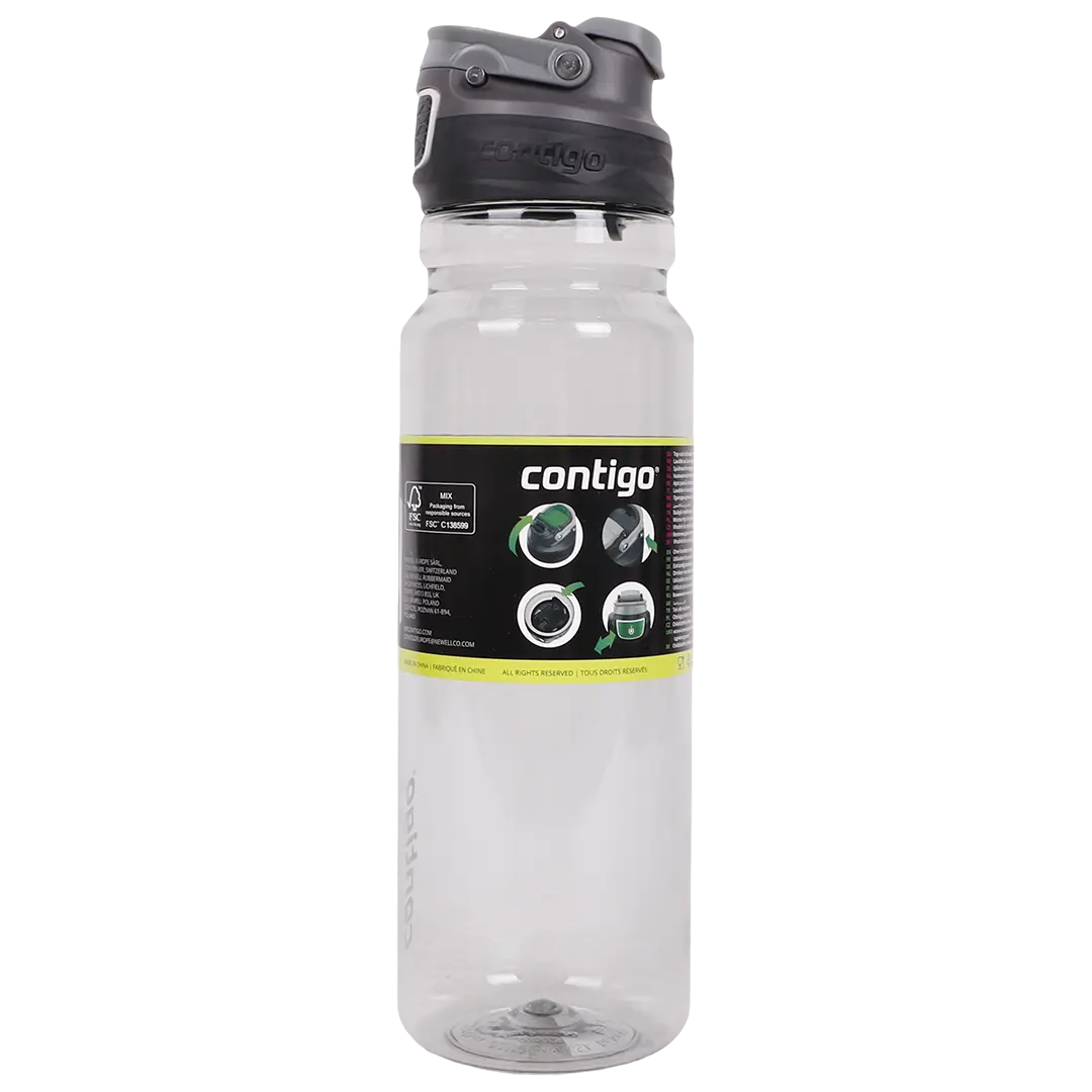 Contigo Transparent Plastic Water Bottle 1 L Gray - view 2