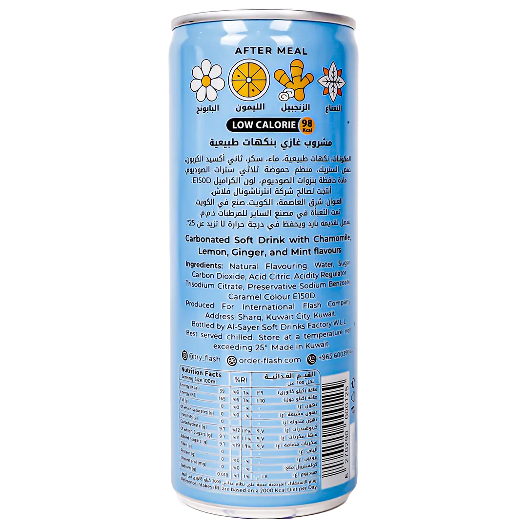 Flash Natural Carbonated Soft Drink of Chamomile, Ginger, Lemon and Mint 250 ml - view 2