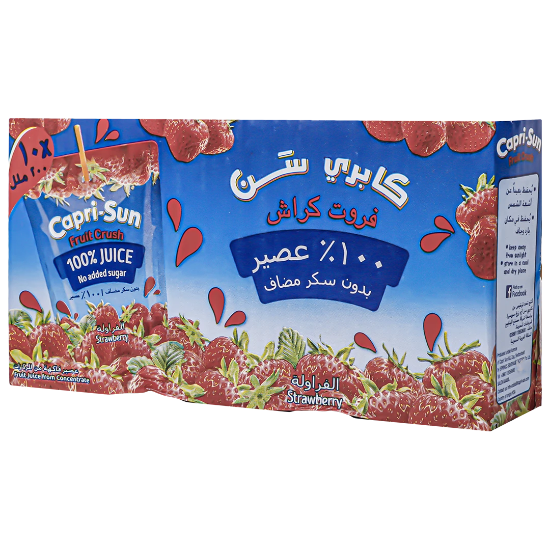 Capri Sun Strawberry Juice 100% No Added Sugar 10 pcs 200 ml