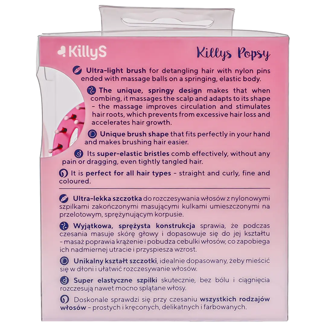 Killy'S Popsy Ultra Light Brush With Nylon Pins Pink  - view 3