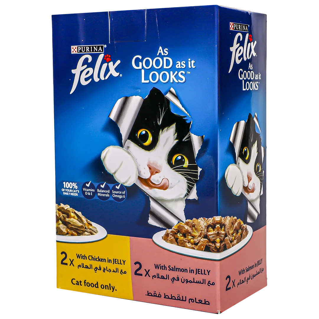 Felix Purina Jelly Chicken and Salmon 4 pcs 85 gm