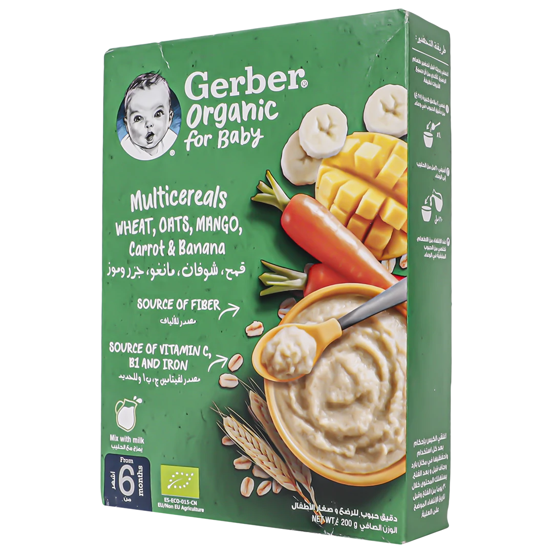 Gerber Organic Cereal Wheat Oats and Mango +6 Months 200 gm