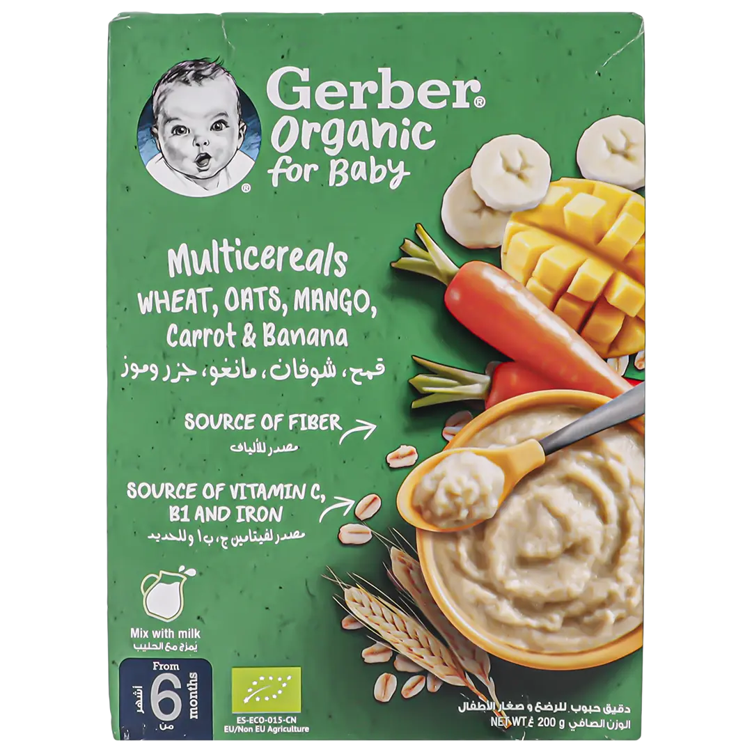 Gerber Organic Cereal Wheat Oats and Mango +6 Months 200 gm - view 2