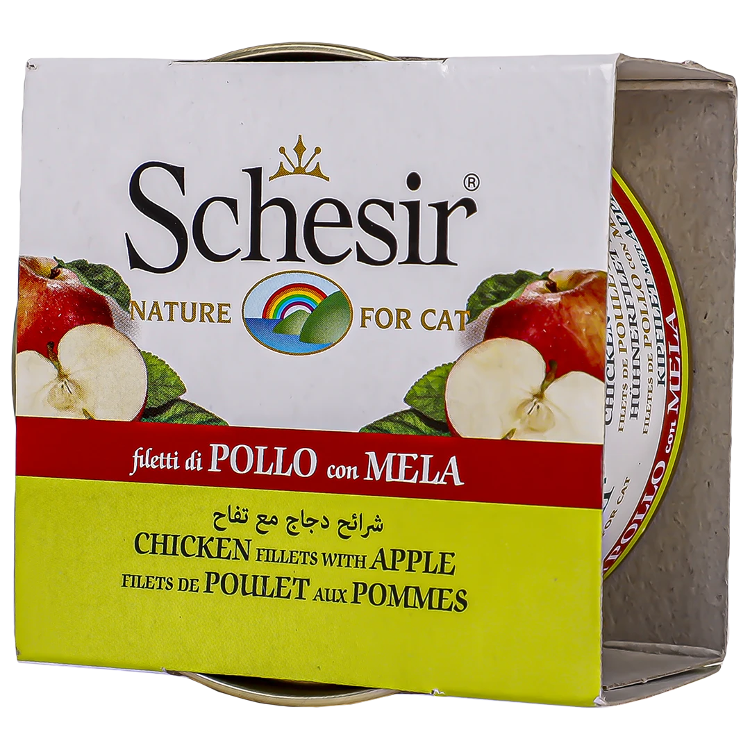 Schesir Cat wet food canned chicken strips with apples 75 gm