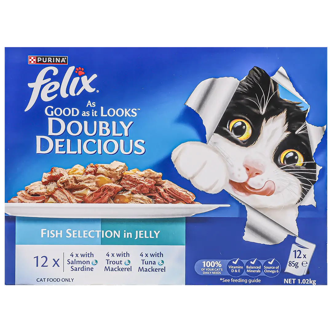 Purina Felix Doubly Delicious Fish Selections In Jelly Wet Cat Food 12pcs 85 gm - view 2