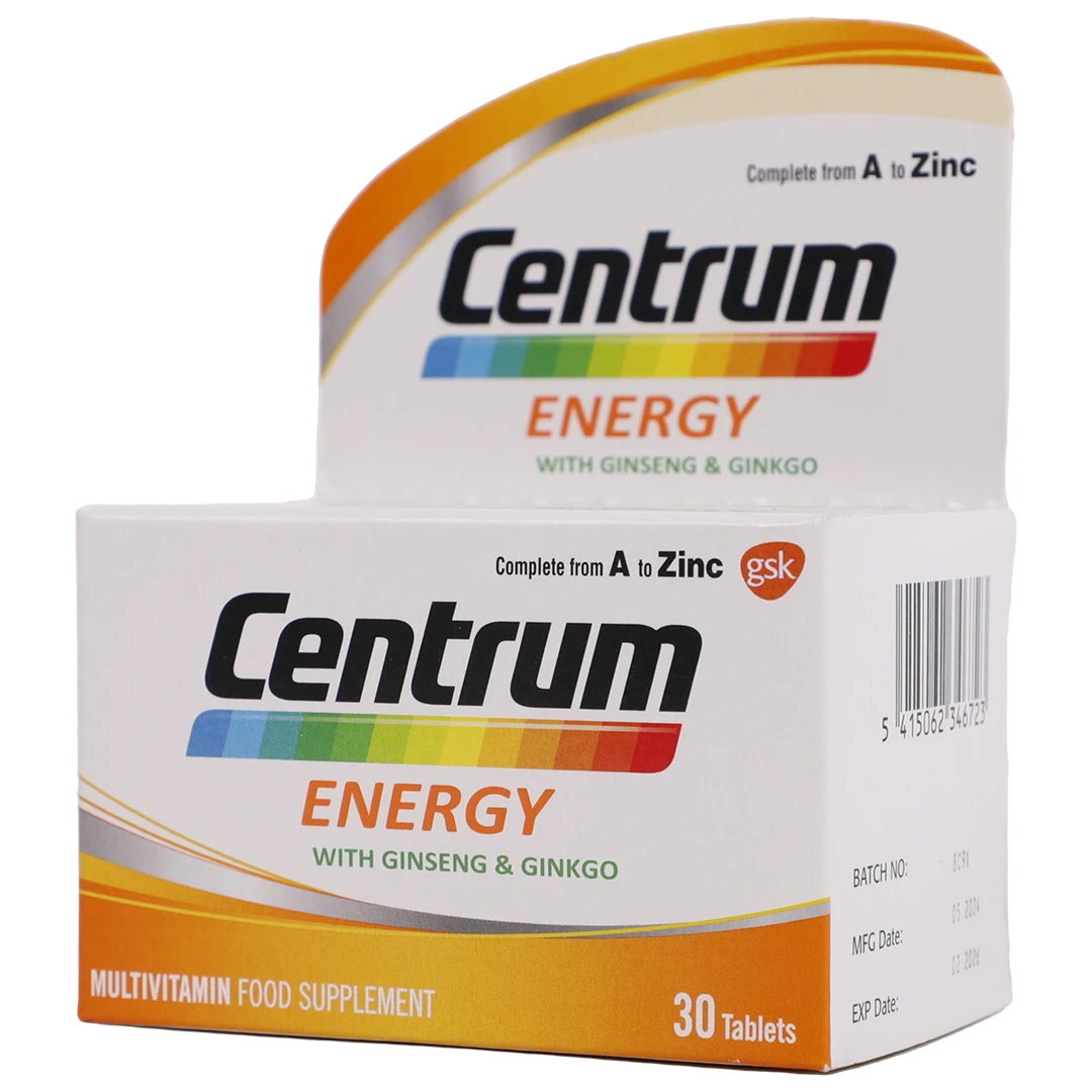 Centrum Energy Multivitamins with Ginseng & Ginkgo 30 Tablets