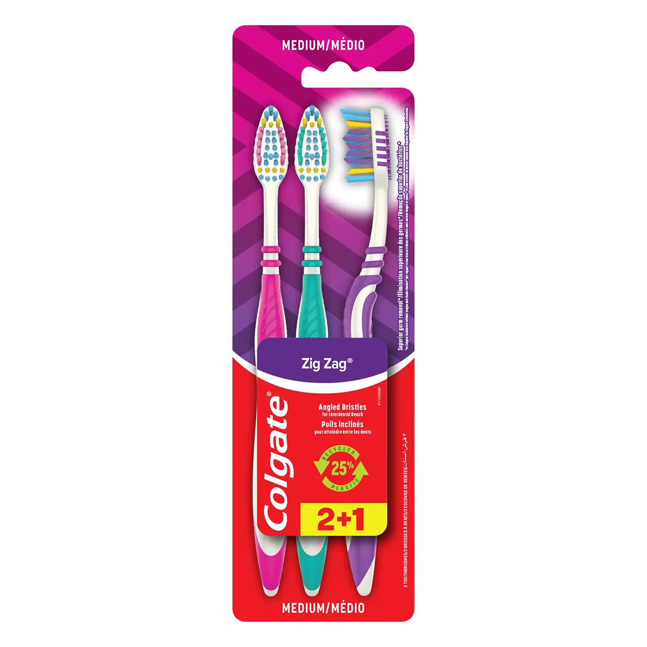 Colgate Zig Zag Medium Toothbrush 3-Pack - view 1